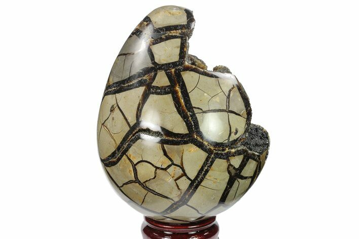 Septarian Dragon Egg Geode - Black Crystals #134641